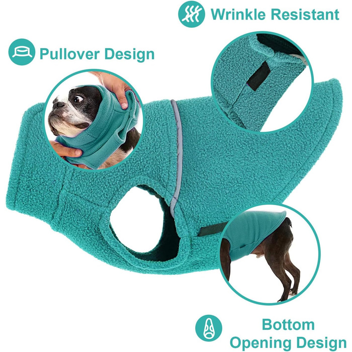 Тепла флісова жилетка для собак, пухнастий пуловер для цуценят, одяг для маленьких собак, дівчаток та хлопчиків (XXS, блакитний, зелений)