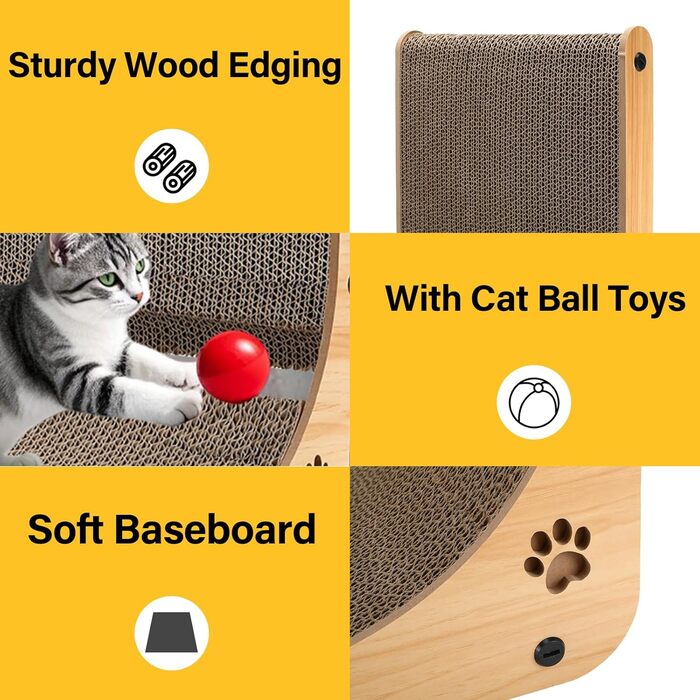 Котячий когтетоп L-подібний з іграшками, 68 см, для захисту дивану та кутів