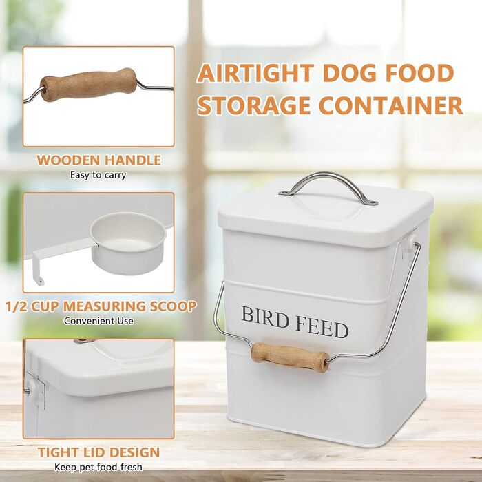 Контейнер для пташиного корму Geyecete, 2.5 кг, білий