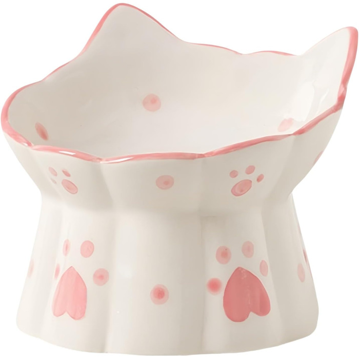 Керамічний годівниця для котів з підставкою, нахилений дизайн, захист шиї, запобігання зворотної течії, чорний/білий/рожевий