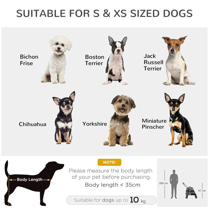 Дитяча візок для собак PawHut - складаний, сірий та чорний, 82x47x97 см