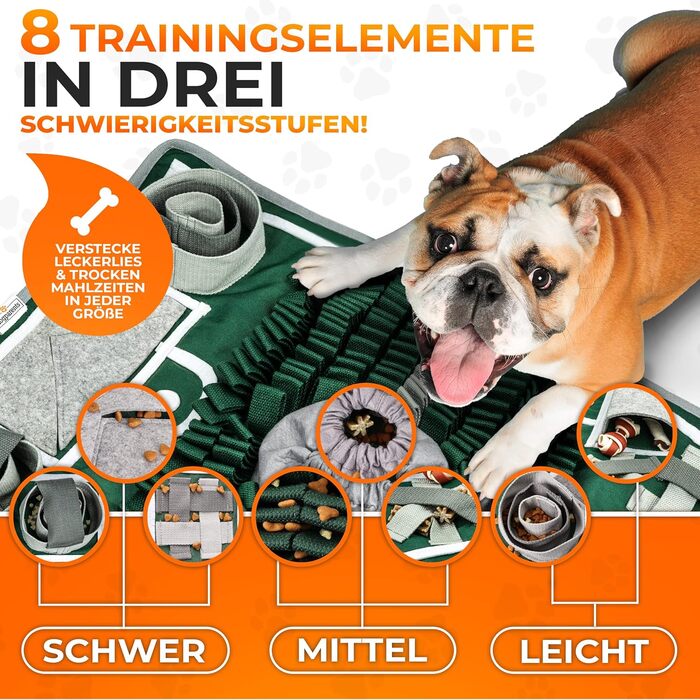 DOGPARENTS Снюфіл-килим для собак Футбольне поле, 8 елементів, міцна іграшка для малих і великих собак, спортивна арена, інтелектуальна іграшка, зелена