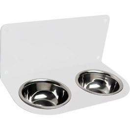 Підставка для корму Schmeck.bar для собак: стабільна, настінна, з мисками (2xS), білий матовий, 400x187x227 мм