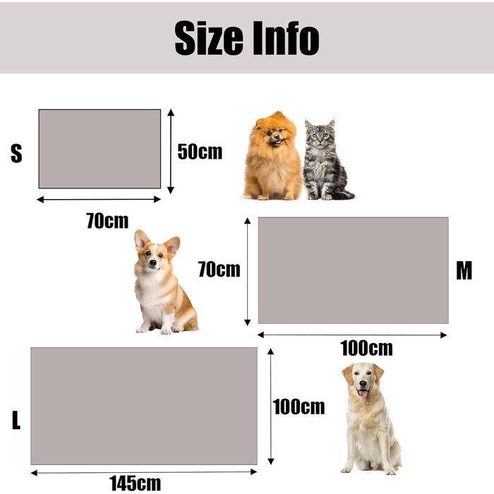 Водонепроникний коврик для собак 100x120 см - Великий м'який коврик для собак, зворотний коврик для тварин, стійкий до подряпин та прання, захист для дивану, ліжка та автомобіля, сірий (100x145 см)