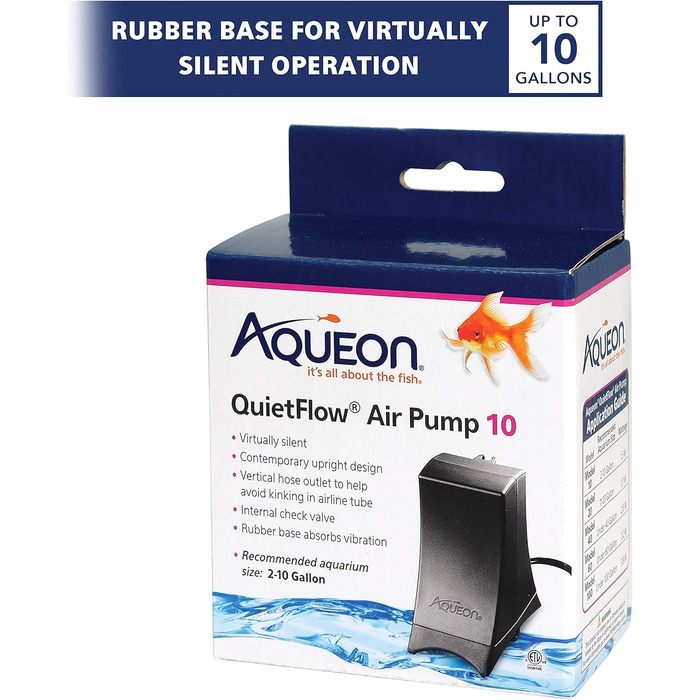Aqueon QuietFlow тиха акваріумна повітряна помпа для акваріумів 2–10 галонів, модель 10