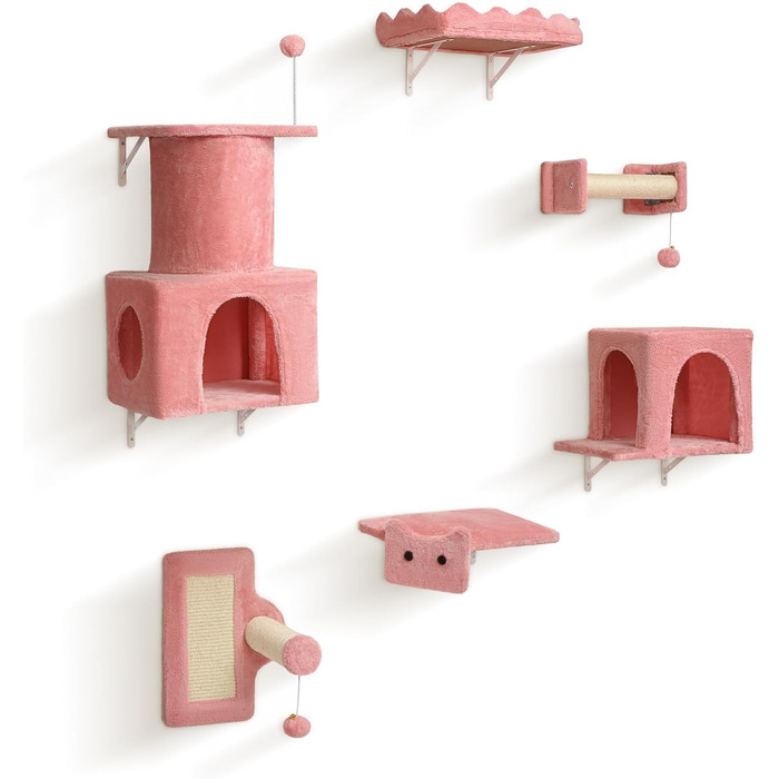 Комплекс для котів BYBYME з гамаком, ліжком та каналом, 6 предметів, рожевий