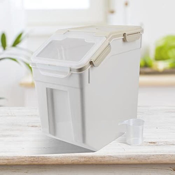 Контейнер для корму для собак, 10 кг, герметичний, на колесах, без BPA, сірий, 2 шт. (36x23x36 см)