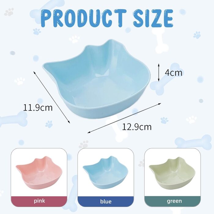 Набір мисок для котів (6 шт.) - антиковзні миски для корму та води для маленьких тварин | Зносостійкі, легко миються миски для кошенят | Сучасний дизайн у різних кольорах