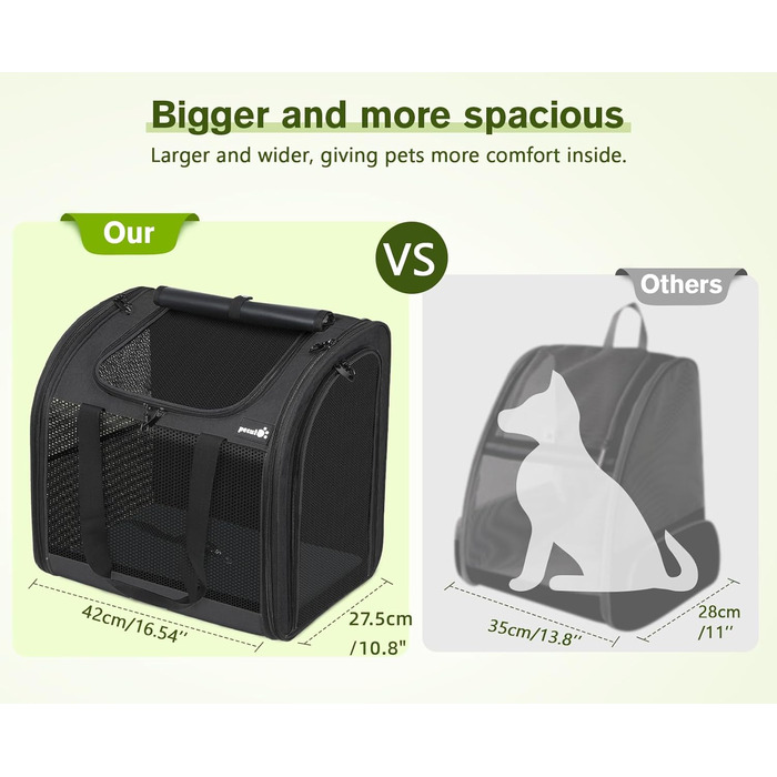 Рюкзак для собак та котів Pecute: переноска для 2 котів або 1 собаки, вентильована, сірого кольору