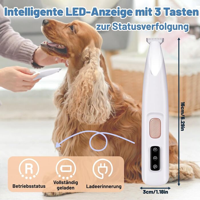 Триммер для стрижки котів та собак PawTrim Pro з LED-підсвічуванням, тихий, перезаряджуваний, вологостійкий