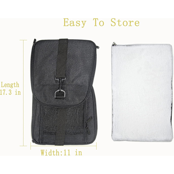 Сумка-переноска для собак середніх та маленьких порід, чорна, складна, розмір M, схвалена авіаперевізниками