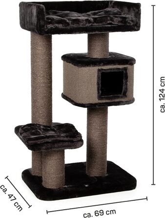 Дряпка для котів Kratzbaum Portland антрацит - велика, з міцними сизалевими стовпчиками, 69x47x124 см