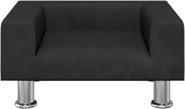 Килимок для собак та котів, м'яке ліжко для домашніх тварин, чорний велюр, 50x40x26.5 см