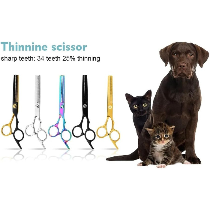Набір професійних ножиць для собак 3 в 1 - Violett. Ножиці для грумінгу собак, котів та інших тварин. Прямі, зубчасті та вигнуті ножиці.