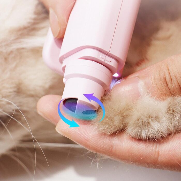 Триммер для нігтів собак з LED-підсвічуванням та акумулятором. Підходить для собак, цуценят. Рожевий колір.