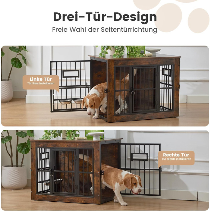Меблі-клітка для собак Gardner Pet: вольєр-будинок для дому, вінтажний коричневий, L 83 x B 58 x H 65 см