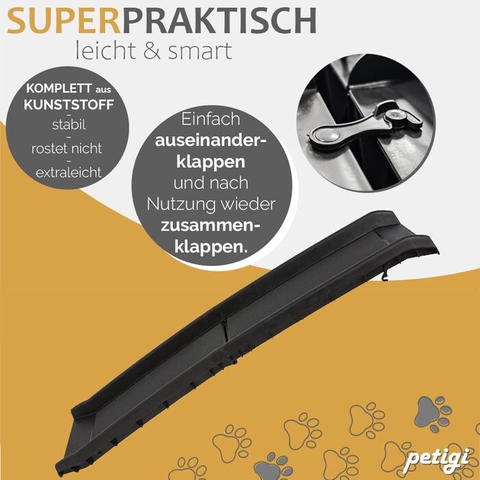 Рампа для собак в автомобіль, алюміній, Petigi, 70-150 кг, антиковзка, для SUV