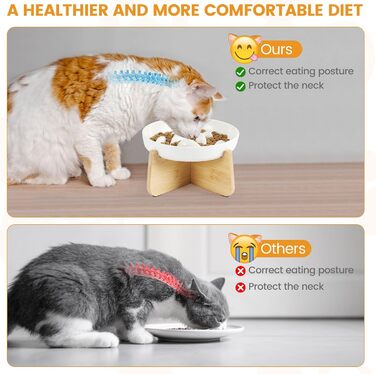 Миска для котів Happy Hachi з підняттям, керамічна, для повільного годування, протиковзаюча, для котів та маленьких собак (зелена)