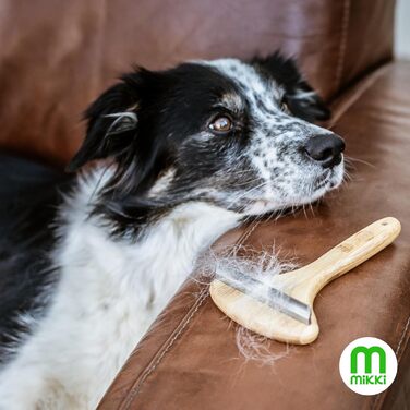 Щітка Mikki для собак та котів з бамбуковою ручкою, видаляє підшерсток та линяючу шерсть, нержавіюча сталь