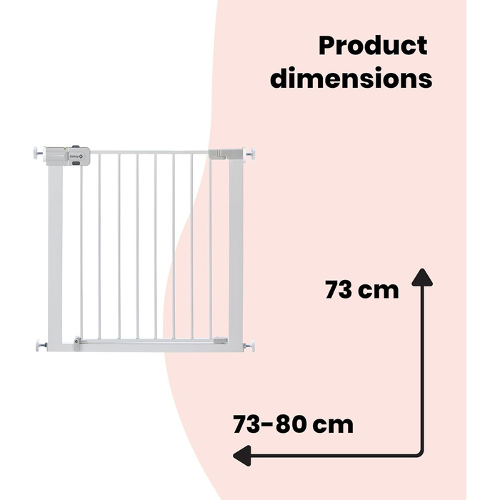Ворота захисні Safety 1st Auto Close, Treppenschutzgitter без свердління, 73–80 см (розширюється до 136 см), автоматичне закривання, відкривання однією рукою, двостороння фіксація, білий (SecureTech)