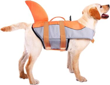 Спасальний жилет для собак CITÉTOILE у вигляді акули, оранжевий, розмір M (набір 1)