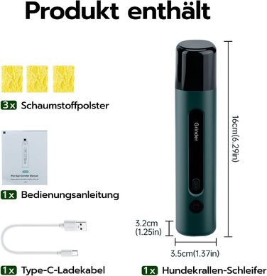 Машинка для стрижки кігтів для собак та котів Krallenschleifer з LED підсвіткою, 5 режимів, тиха (45 дБ)
