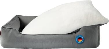 Крісло-ліжко для собак середніх та великих порід від Zedelmaier, 90х68х19 см, з міцним кошиком, товстим матрацом, знімним кошиком, водонепроникним матрацом, місце для сну та меблі для собак (довжина 109 см, ширина 76 см, сірий колір, двосторонній матрац)