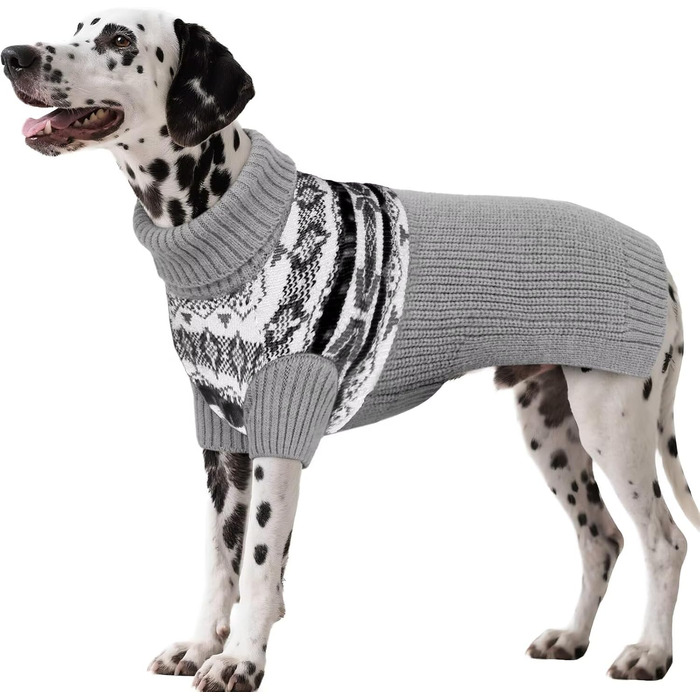 Светр для собак IECOii XXXXL, XXXX-Large, 5XL (105 см), сірий. Теплий в'язаний пуловер для німецької доги, добермана та інших великих порід.