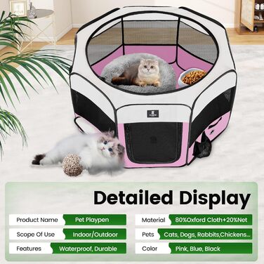 X-ZONE PET переносний складаний вольєр для собак і котів, 600D оксфорд, знімний верх на блискавці, для дому та вулиці