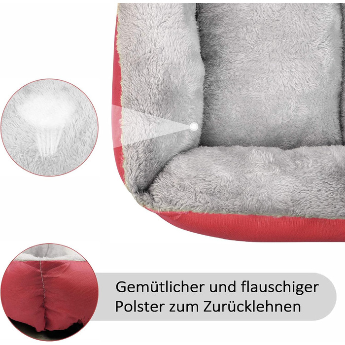 Ліжко для собак Lucky 60 см - м'яке, миється, для собак та котів (червоне)