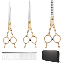 Набір професійних ножиць для грумінгу собак та котів Fellschere 5-в-1: ножиці, сталевий гребінець, сумка для зберігання