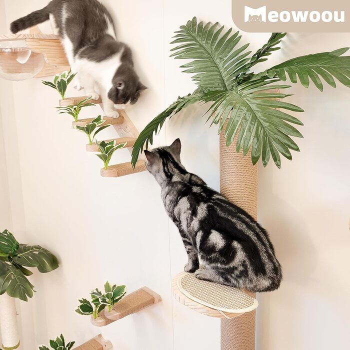 Стіна для лазіння котів Meowoou 96 см, настінний кігтеточка з полицею, підходить для дорослих котів і кошенят, міцний і стійкий, легкий монтаж