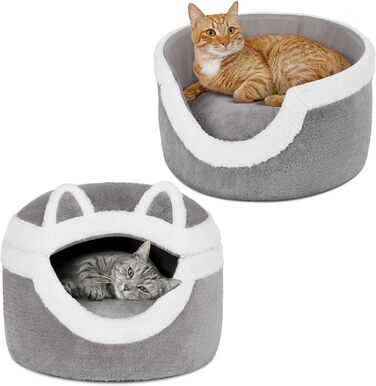 Ownpets Котяче ліжко-нірка 3-в-1, тепле знімне ліжко для котів до 7,7 кг, інтер'єрне зимове місце для сну, м'яке хутро кролика, сіре