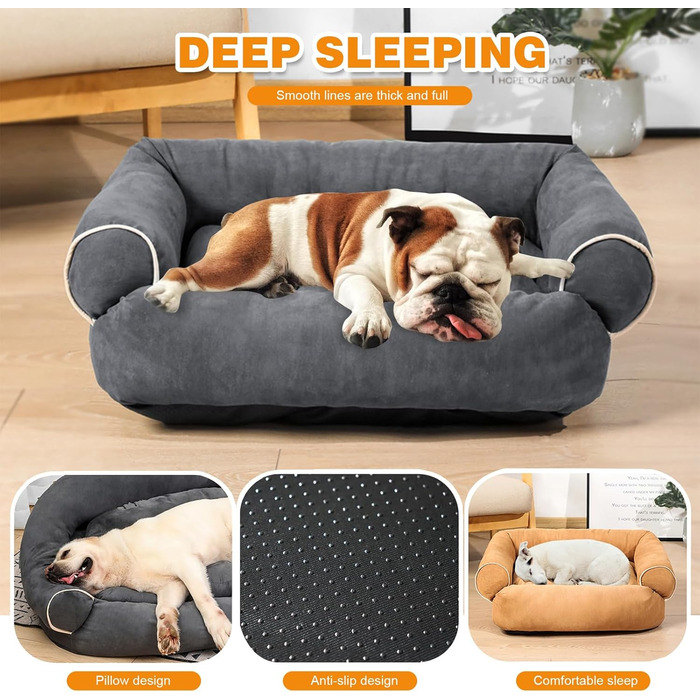 Крісло-лежанка для котів та собак PETCUTE, ортопедичне, з неслизьким дном, сіре