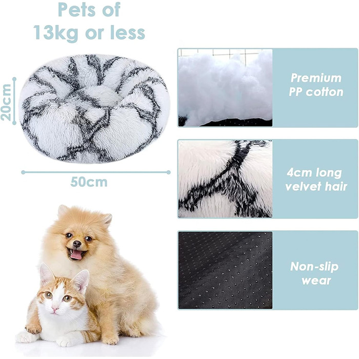 Килимок для котів та собак 50x50 см. Круглий, плюшевий, зручний. Підходить для маленьких котів та собак. Легко миється. (Синій та чорний)