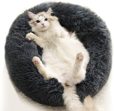 Розкішне собаче ліжко з піднятим бортиком, подушка для домашніх тварин зі знімним чохлом, для собак маленьких, середніх та великих порід, розмір L (S-50см, темно-сірий)