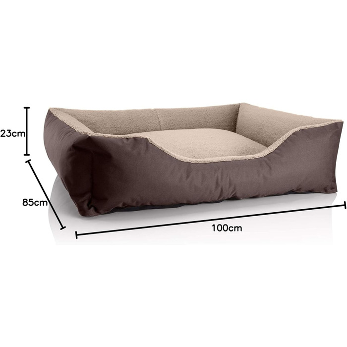Ліжко для собак BedDog Teddy XL, коричнево-бежеве, 100x85x23 см, з міцного кордура та мікрофлесу, з бортиком, для дому та вулиці