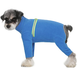 Тепла флісова куртка для собак, зимовий одяг для цуценят, тепла куртка з капюшоном, теплий комбінезон для собак, з кільцем D, для холодної погоди, для собак маленьких та середніх порід, розмір XXL (блакитний) 2XL - довжина спини 40 см, блакитний