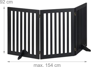 Захисне ворота для собак Relaxdays, 92x206.5 см, розкладне, з ніжками, чорне (3 панелі)