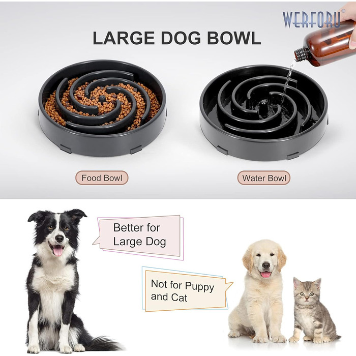 Навчальний миска для собак, повільне годування, анти-заковтування, інтерактивна, безпечна, міцна, екологічна, темно-сіра