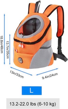 Рюкзак-переноска для собак та котів, до 10 кг, дихаючий, для подорожей та активного відпочинку (Оранжевий)