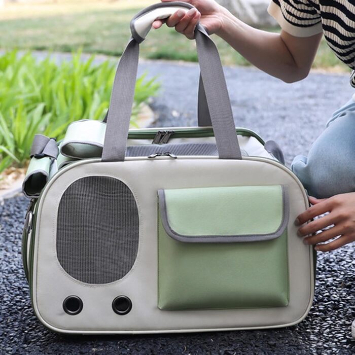 Трансформер для собак та котів Topyond: велика місткість, вентиляційне вікно, регульований ремінь, водовідштовхуючий оксфорд, зелений