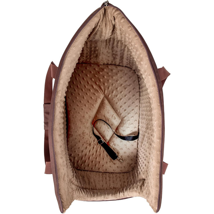 BOUTIQUE ZOO Сумка-переноска для собак XL (до 15 кг) – велика переноска для середніх собак та котів – м'яка, складна та пральна – 52×35×39 см – (Д 52 x Ш 35 x В 39 см, Коричневий Бежевий/Мінки)
