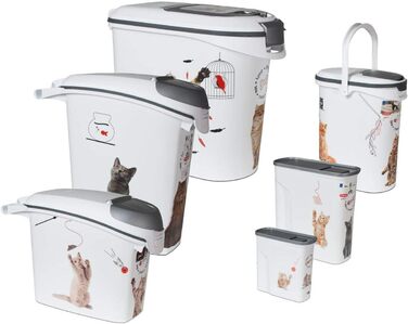 Контейнер для корму Curver 12 кг / 35 л, білий/сірий, для котів, Love Pets, пластиковий, 49,3 x 27,8 x 42,5 см