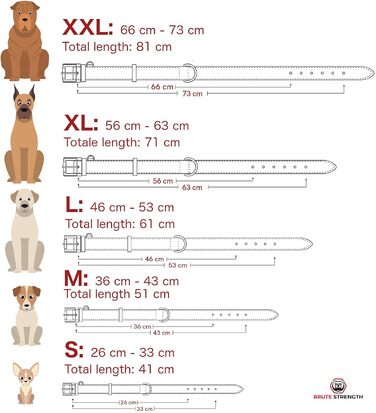 Нашийник для собак Brute Strength з натуральної шкіри, чорний, XXL (66-73 см)
