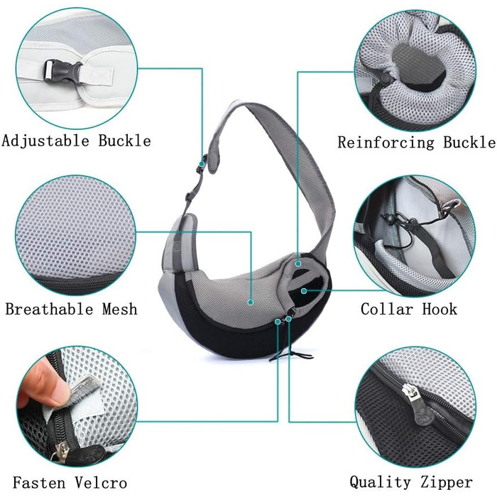 PETEMOO переносна сумка-переноска для собак та котів, чорна (до 2.5 кг)