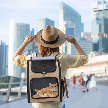 Рюкзак для собак та котів PETCUTE: дихаючий, знімний килимок, складаний, регульований. Підходить для маленьких собак та котів. Колір: хакі