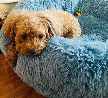 М'яке ліжко для собак Yuly, велике для середніх та великих собак, зручне та м'яке диван-ліжко для домашніх тварин, кругла подушка для котів та собак, можна прати (D-100см, сірий)