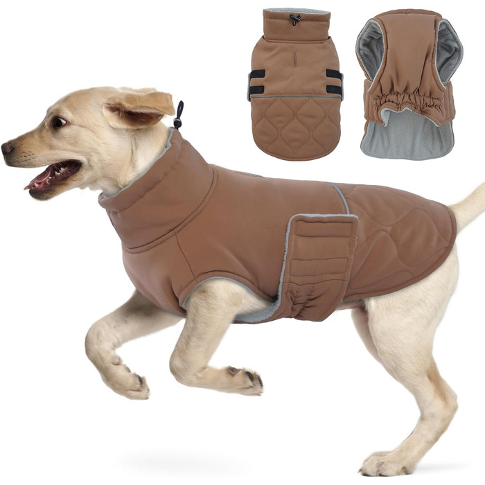 Зимовий теплий одяг для собак великих порід, теплий зимовий одяг для собак, підходить для Golden Retriever, Labrador (Колір: Коричневий, Розмір: XXL)