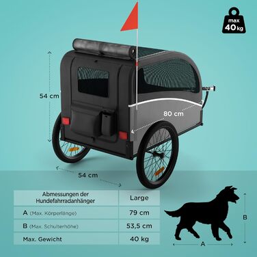 Фаркоп для велосипеда з собакою - Складаний фаркоп для велосипеда для собак до 40 кг, з відбивачами, водовідштовхувальний, сумісний з електровелосипедами, чорно-сірий